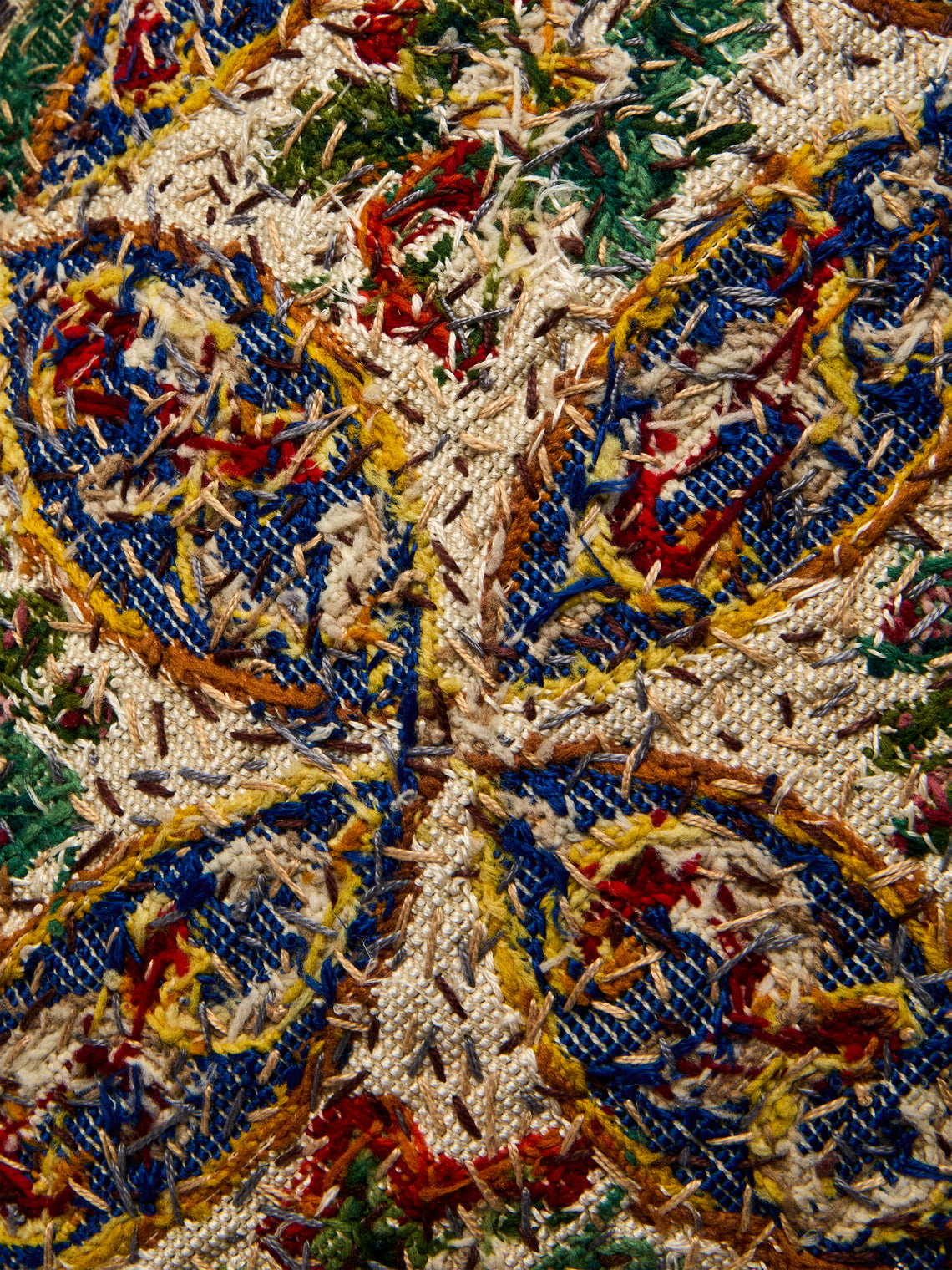 By Walid - 19th-Century Needlepoint Wool and Vintage Cotton Cushion (21.5in/55cm) - Multiple - ABASK