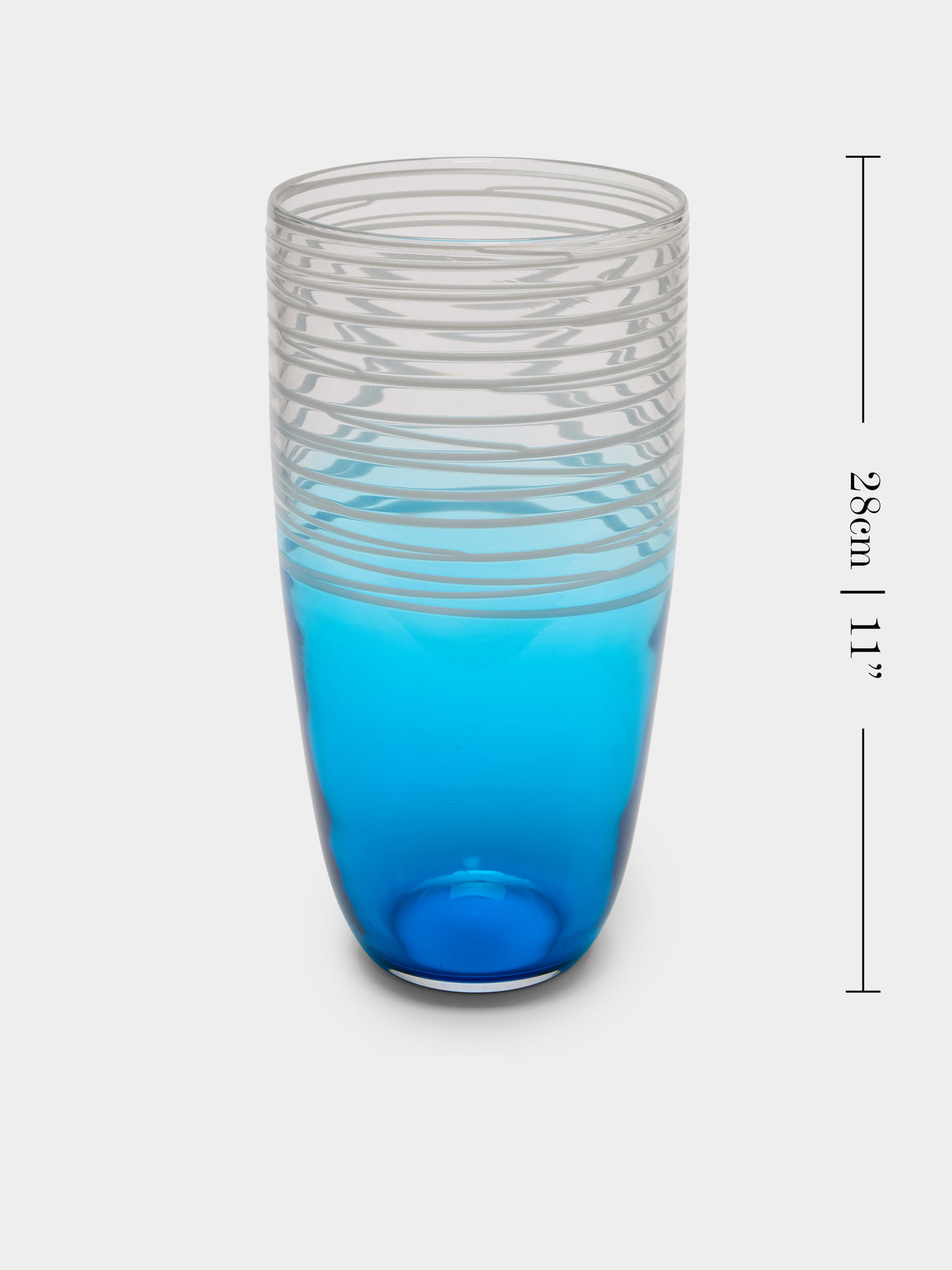 Antique and Vintage - 1970s Murano Glass Vase (11in/28cm) - Blue - ABASK