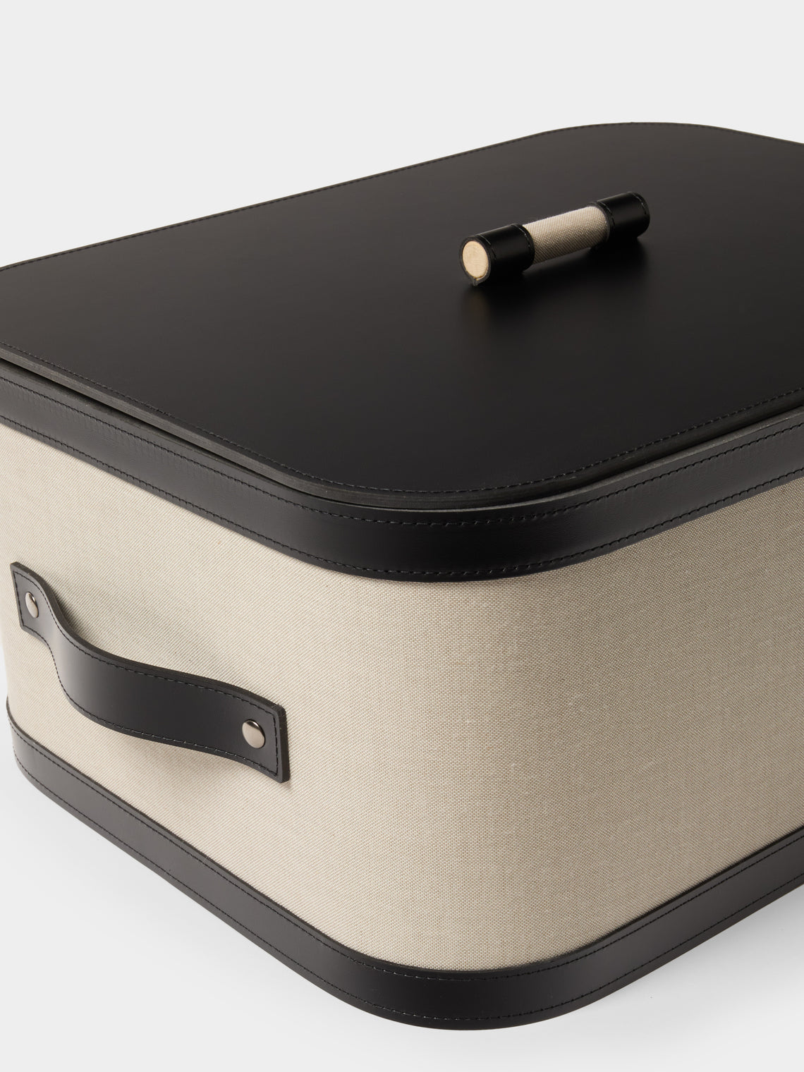 Pinetti - Penelope Leather and Canvas Lidded Basket - Black - ABASK
