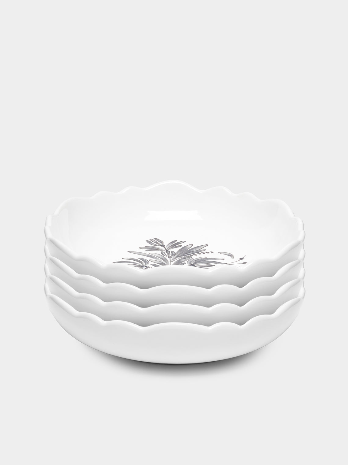 Bourg Joly Malicorne - Antique Fleurs Hand-Painted Ceramic Soup Bowls (Set of 4) -  - ABASK