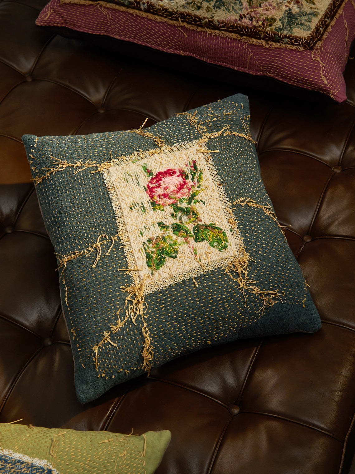 By Walid - 1920s Needlepoint Wool Cushion -  - ABASK