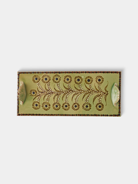 Poterie d’Évires - Flowers Hand-Painted Ceramic Cheese Platter - Green - ABASK - 