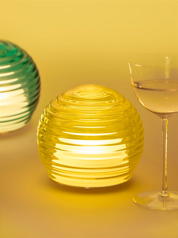 Green Wolf Lighting - Giallo Curve Hand-Blown Murano Glass Portable Table Light - Yellow - ABASK