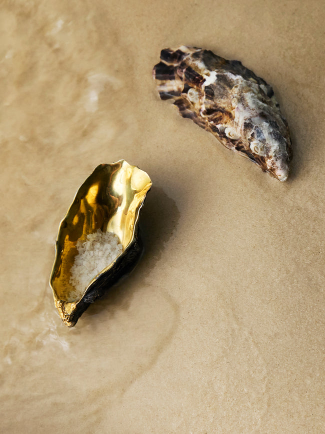 Jarosinski & Vaugoin - Oyster Sterling Silver and Gold Vermeil Salt Cellar with Spoon -  - ABASK