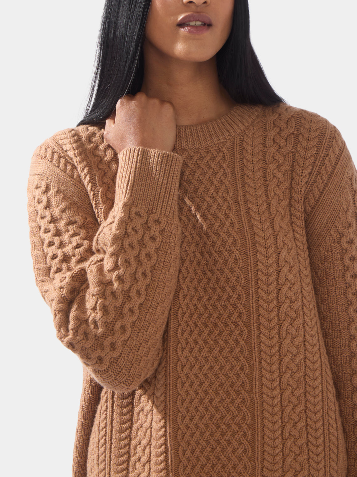 Women's Cashmere Cable-Knit Crew-Neck Sweater