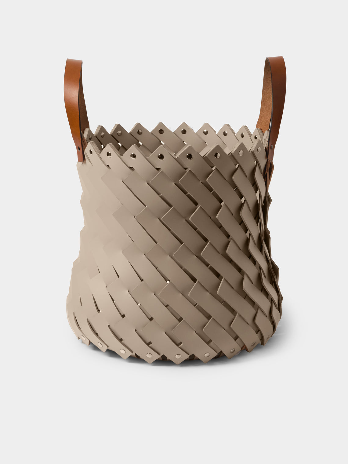 Pinetti - Almeria Handwoven Water-Resistant Leather Basket - Taupe - ABASK - 