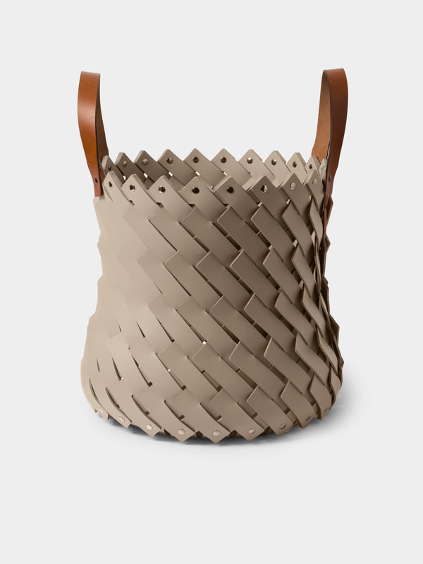 Pinetti - Almeria Handwoven Water-Resistant Leather Basket - Taupe - ABASK - 