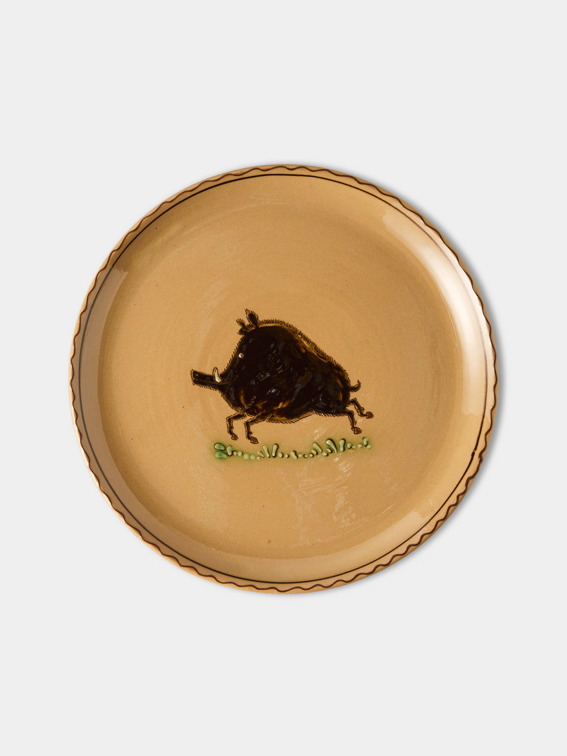 Poterie d’Évires - Animals Hand-Painted Ceramic Dinner Plates – 9.5in/24cm (Set of 4) - Cream - ABASK