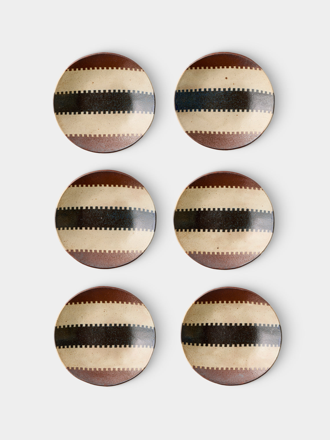 Makidani-gama - No. 1 Nerikomi Ceramic Plates – 7in/18cm (Set of 6) - Multiple - ABASK