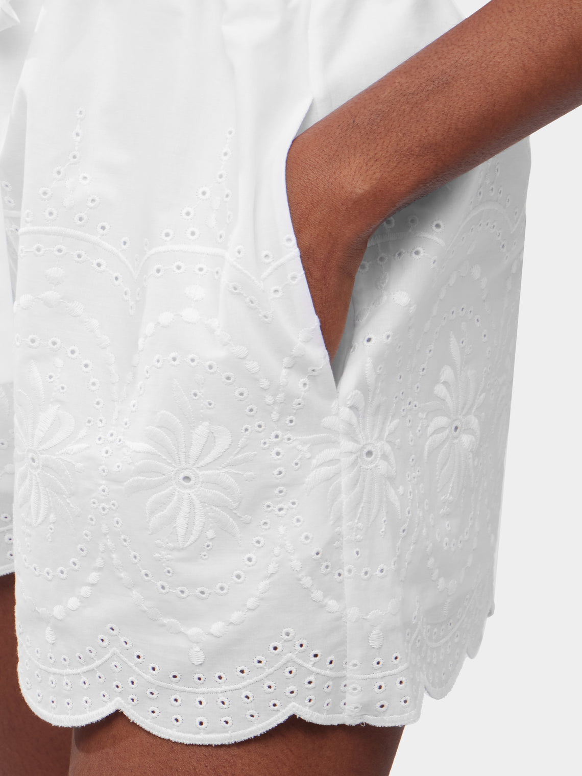 Loretta Caponi - Marissa Embroidered Cotton Shorts | Size: S -  - ABASK