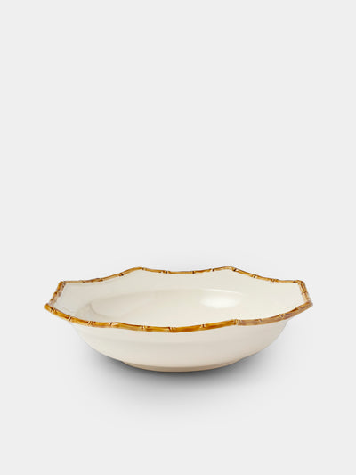 Verdolini - Bamboo Hand-Painted Ceramic Salad Bowl - White - ABASK - 