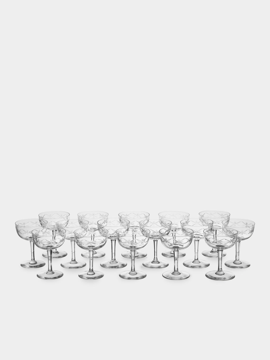 Antique and Vintage - 1940s Crystal Champagne Coupes (Set of 16) - Clear - ABASK