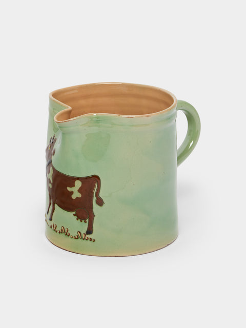 Poterie d’Évires - Cows Hand-Painted Ceramic Straight-Edge Jug -  - ABASK - 