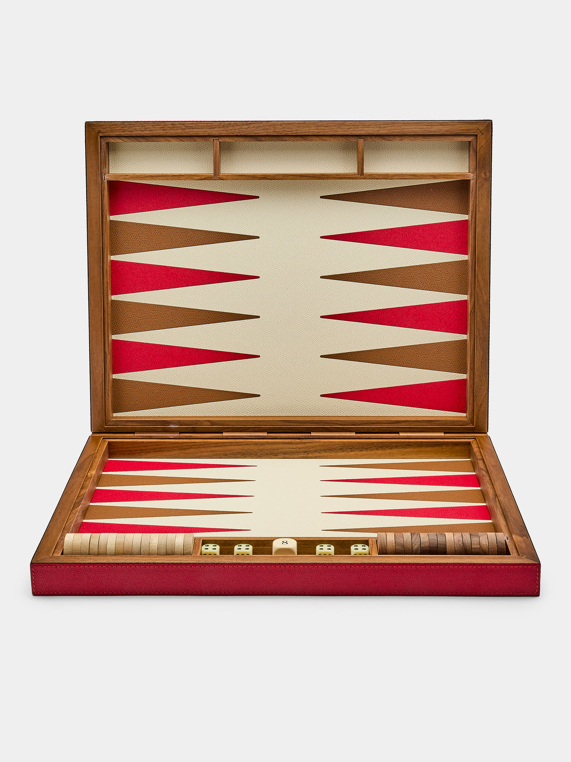 Giobagnara - Leather Backgammon Set - Red - ABASK