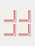 Borgo delle Tovaglie - Eva Rosso Embroidered Linen Napkins (Set of 4) - White - ABASK - 