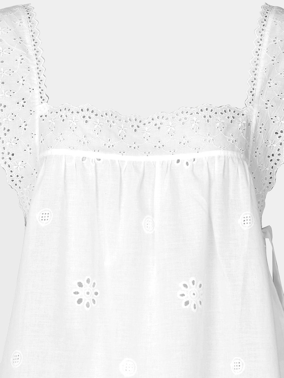 Loretta Caponi - Fiocco Embroidered Cotton Short Dress -  - ABASK