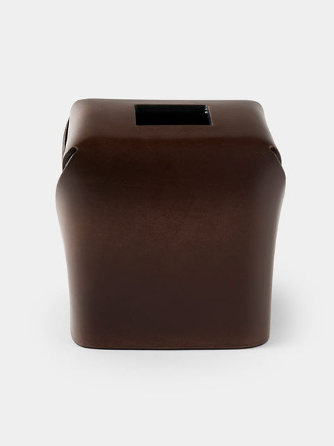Oscar Maschera - Leather Square Tissue Box - Dark Brown - ABASK - 