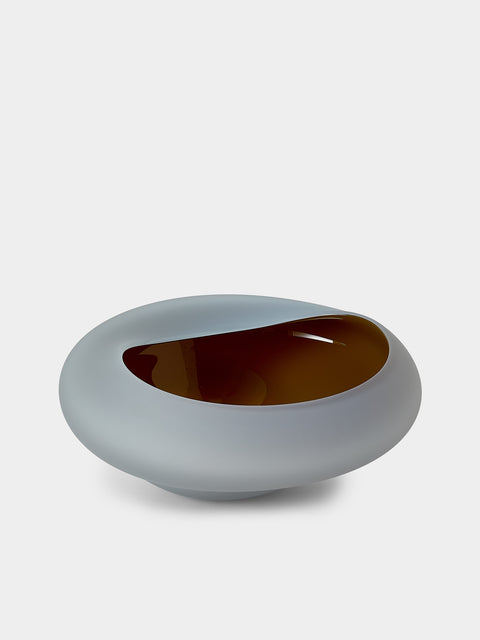 David Valner - Polypore Hand-Blown Glass Bowl (12in/30cm) - Blue - ABASK - 
