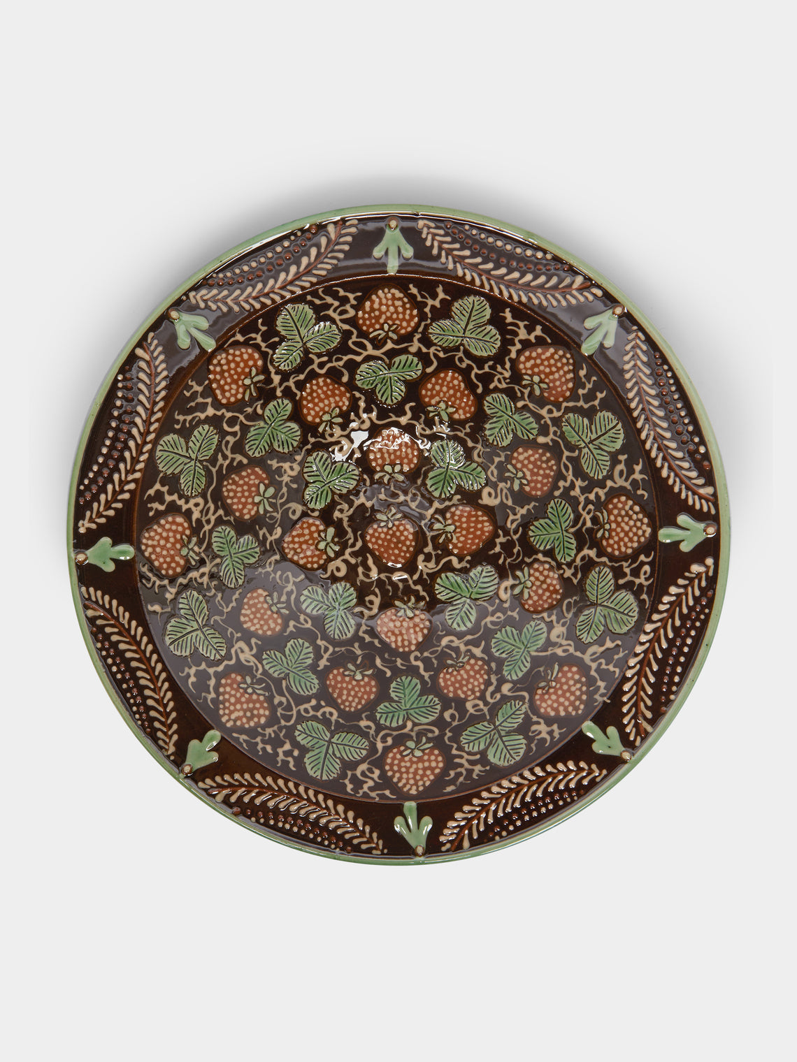 Poterie d’Évires - Strawberries Hand-Painted Ceramic Large Serving Bowl -  - ABASK