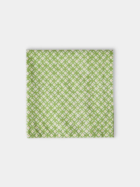 Chamois - The Garden of Mathilde Block-Printed Cotton Napkins (Set of 8) - Green - ABASK - 