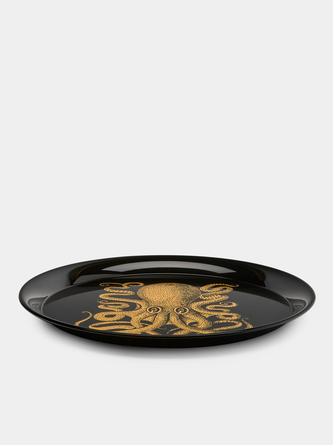 Fornasetti - Polipo Wood Round Tray - Black - ABASK