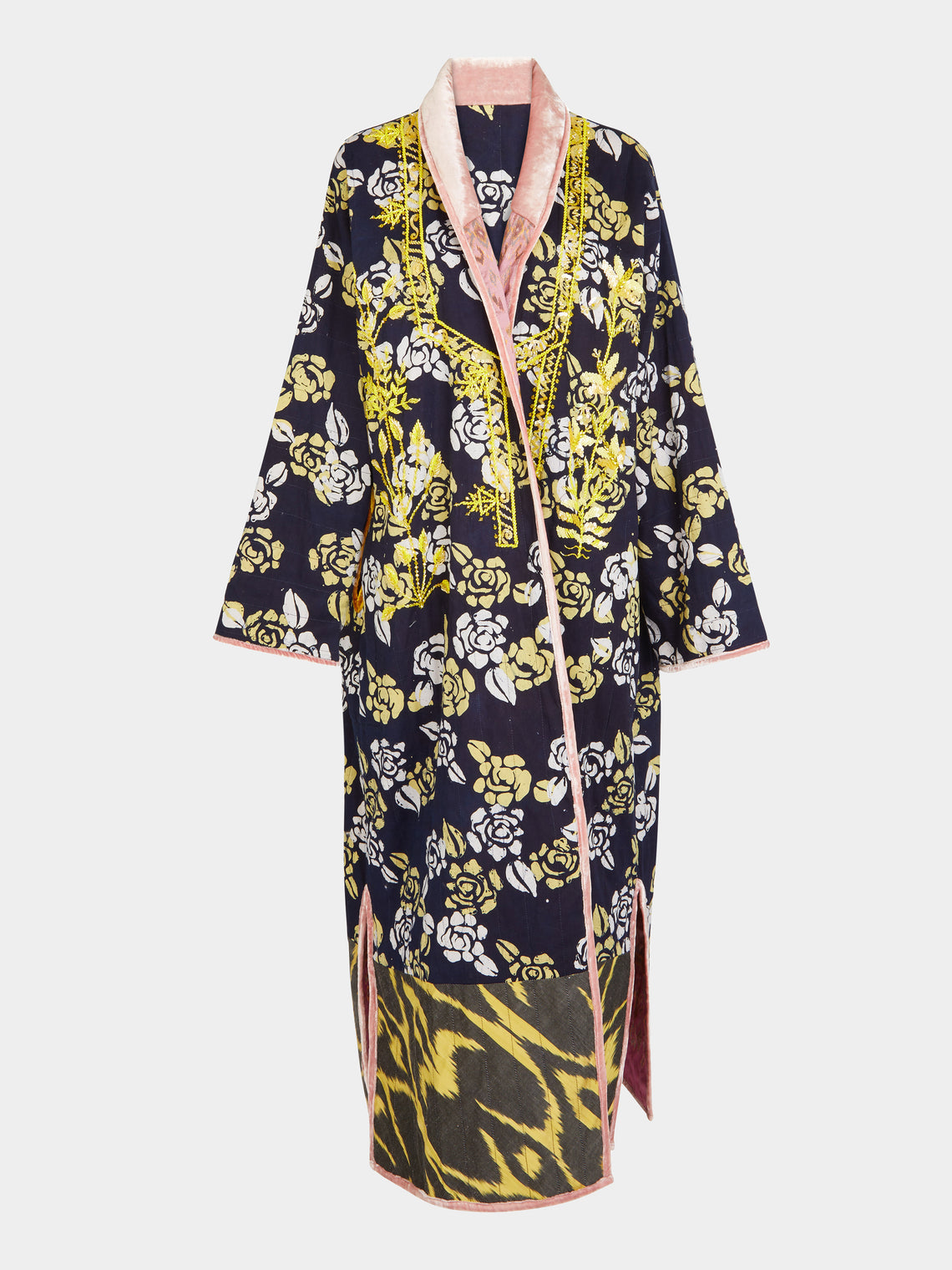 Nazzy Beglari - Hand-Painted Batik and Ikat Silk Reversible Robe | One Size -  - ABASK