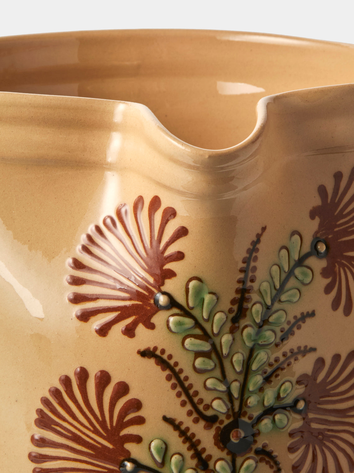 Poterie d’Évires - Flowers Hand-Painted Ceramic Straight-Edge Large Jug - Cream - ABASK
