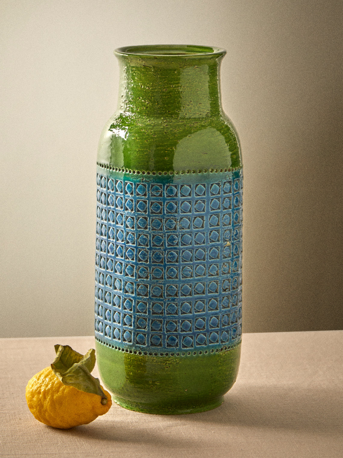 Antique and Vintage - 1970s Bitossi Ceramiche Rimini Blu Ceramic Jug - Green - ABASK