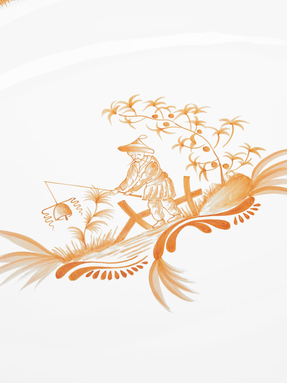 Bourg Joly Malicorne - Chinoiserie Hand-Painted Ceramic Large Serving Dish -  - ABASK