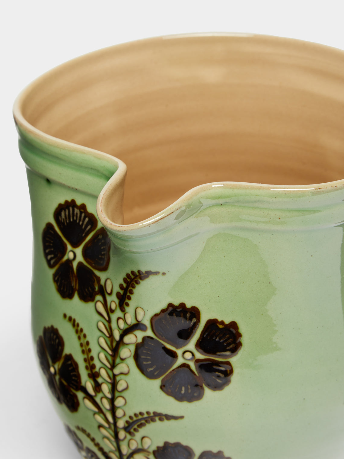 Poterie d’Évires - Flowers Hand-Painted Ceramic Rounded Jug -  - ABASK