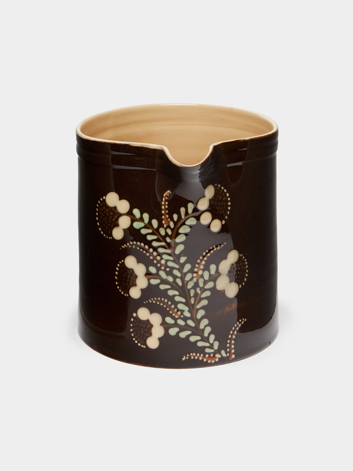 Poterie d’Évires - Flowers Hand-Painted Ceramic Straight-Edge Jug -  - ABASK