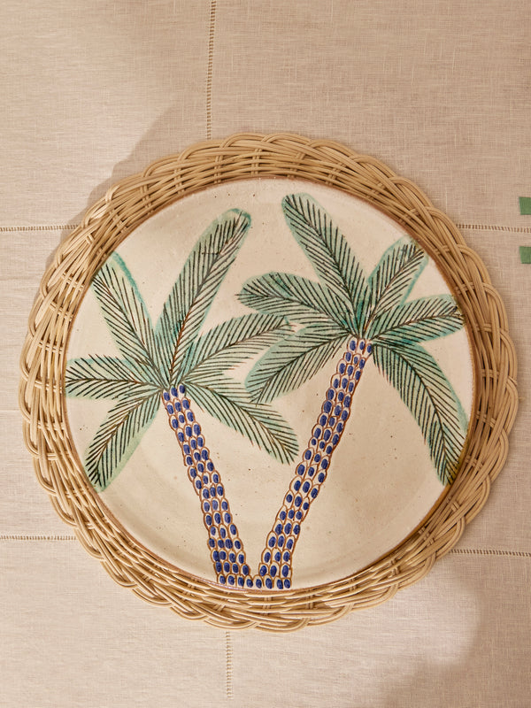 Palm Hand-Painted Ceramic Dinner Plates – 10.5in/27cm (Set of 4)