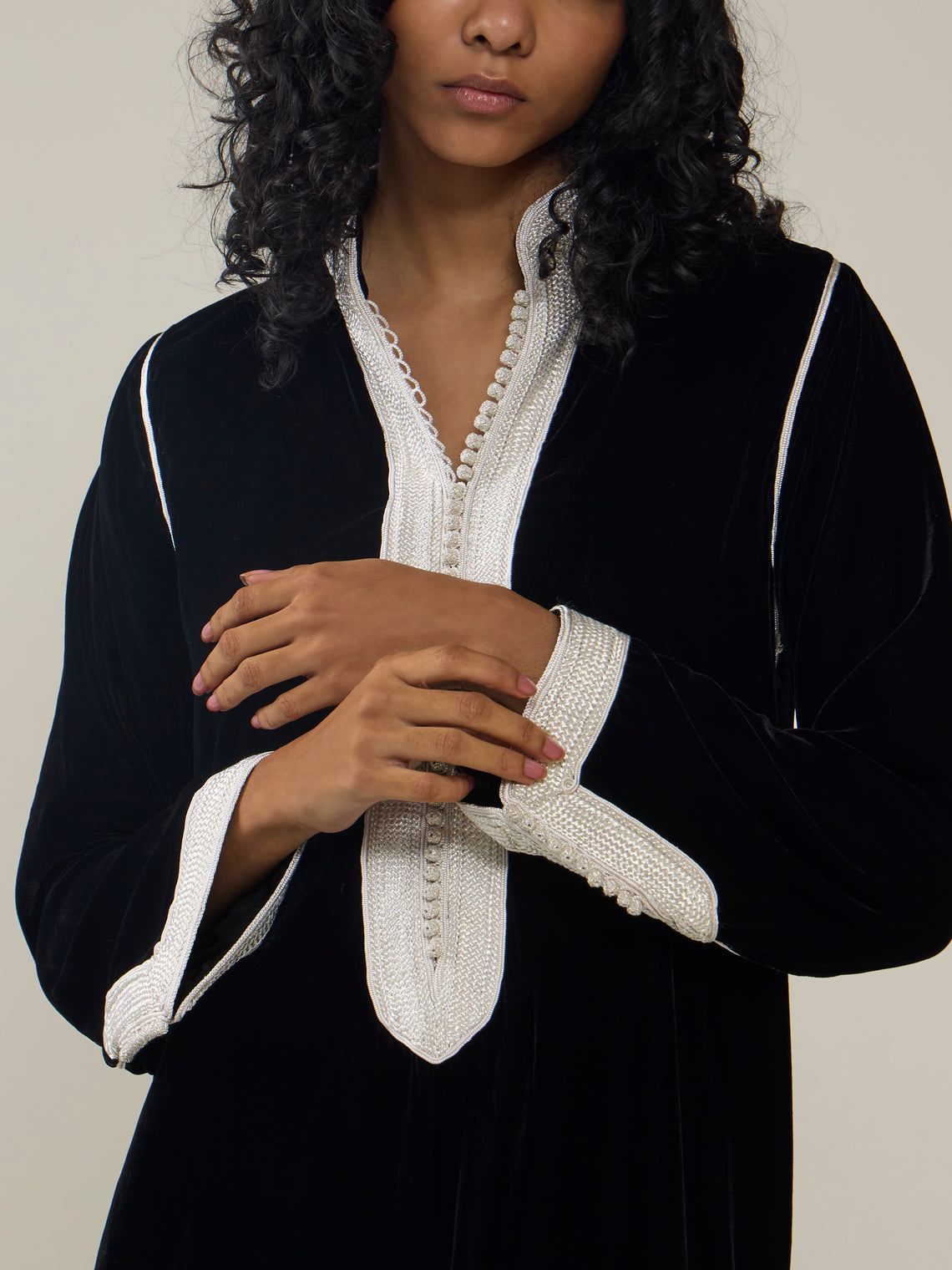 Muzungu Sisters - Alia Hand-Embroidered Velvet Dress | Size: S - Black - ABASK