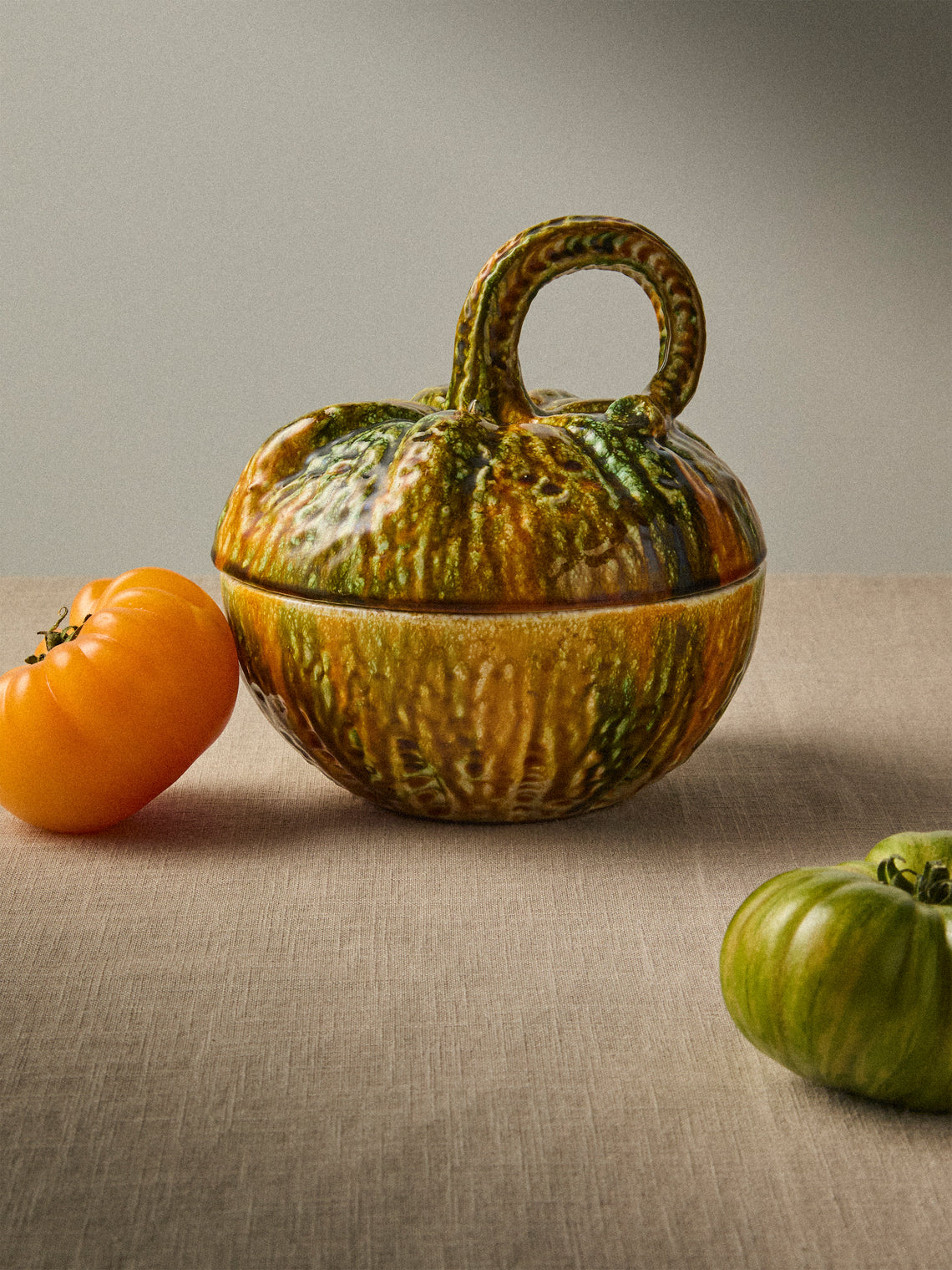 Antique and Vintage - 1940s Ceramic Squash Lidded Pot - Multiple - ABASK