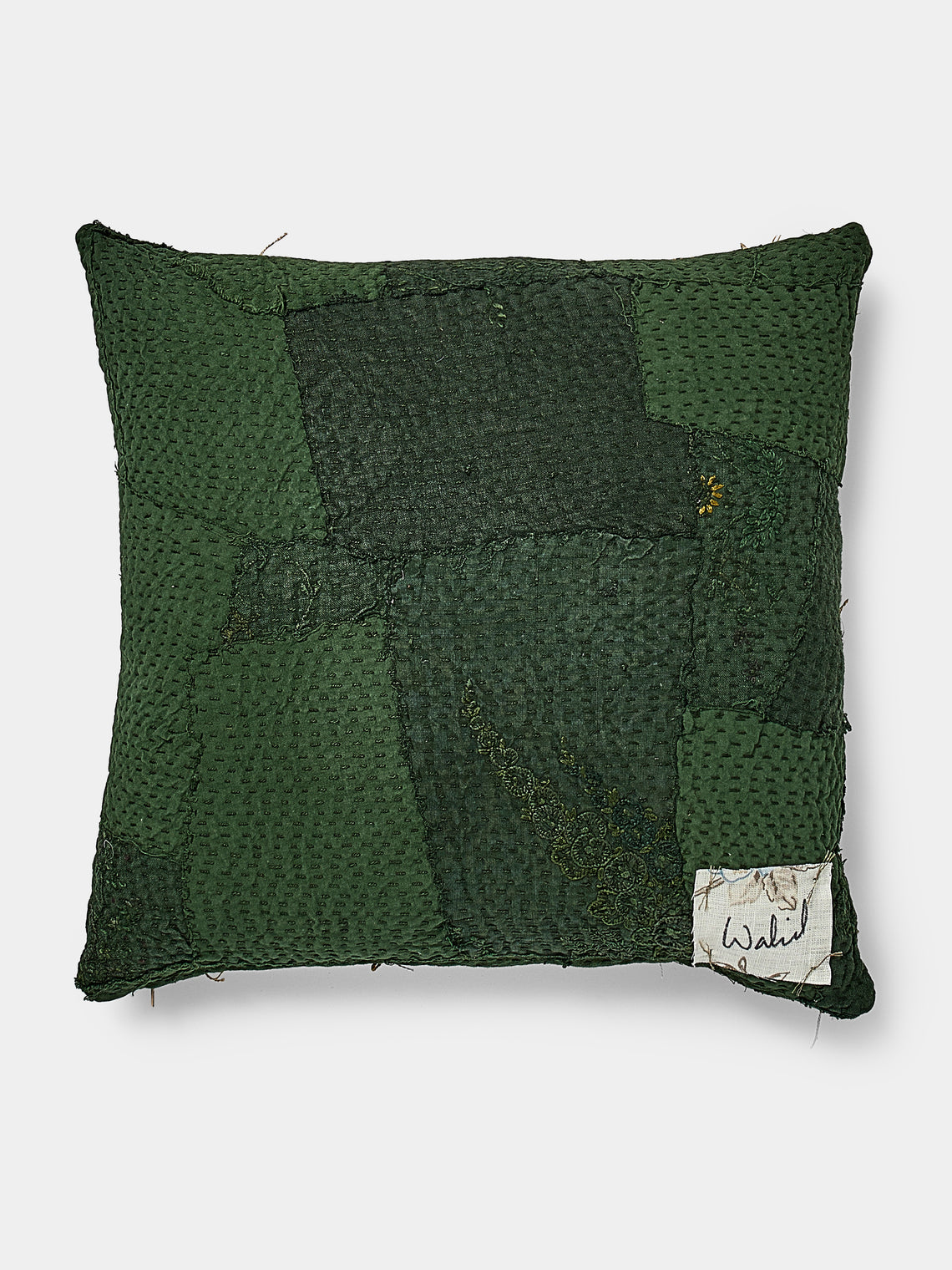 By Walid - 18th-Century English Embroidered Patchwork Wool and Cotton Cushion - Multiple - ABASK