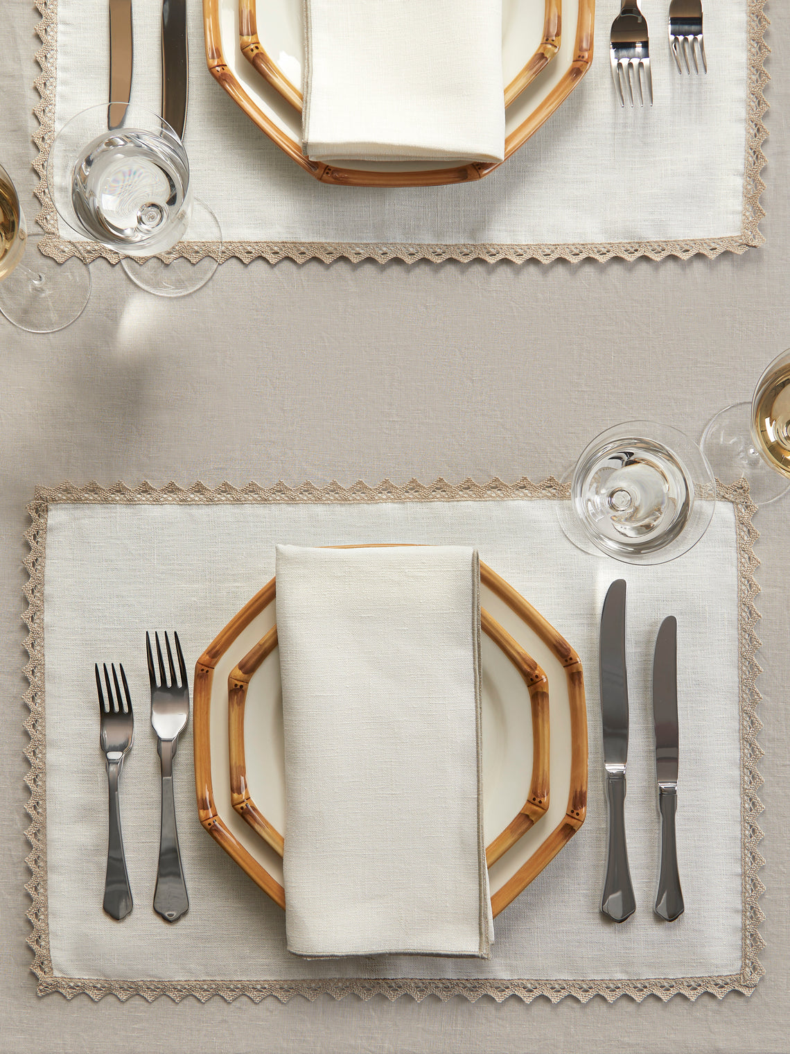 Borgo delle Tovaglie - Linen Crochet-Edge Placemats (Set of 4) - White - ABASK