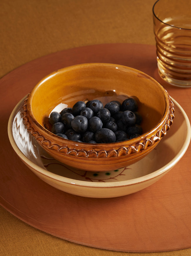 Poterie de Cliousclat - Hand-Glazed Slipware Berry Bowl - Ochre - ABASK