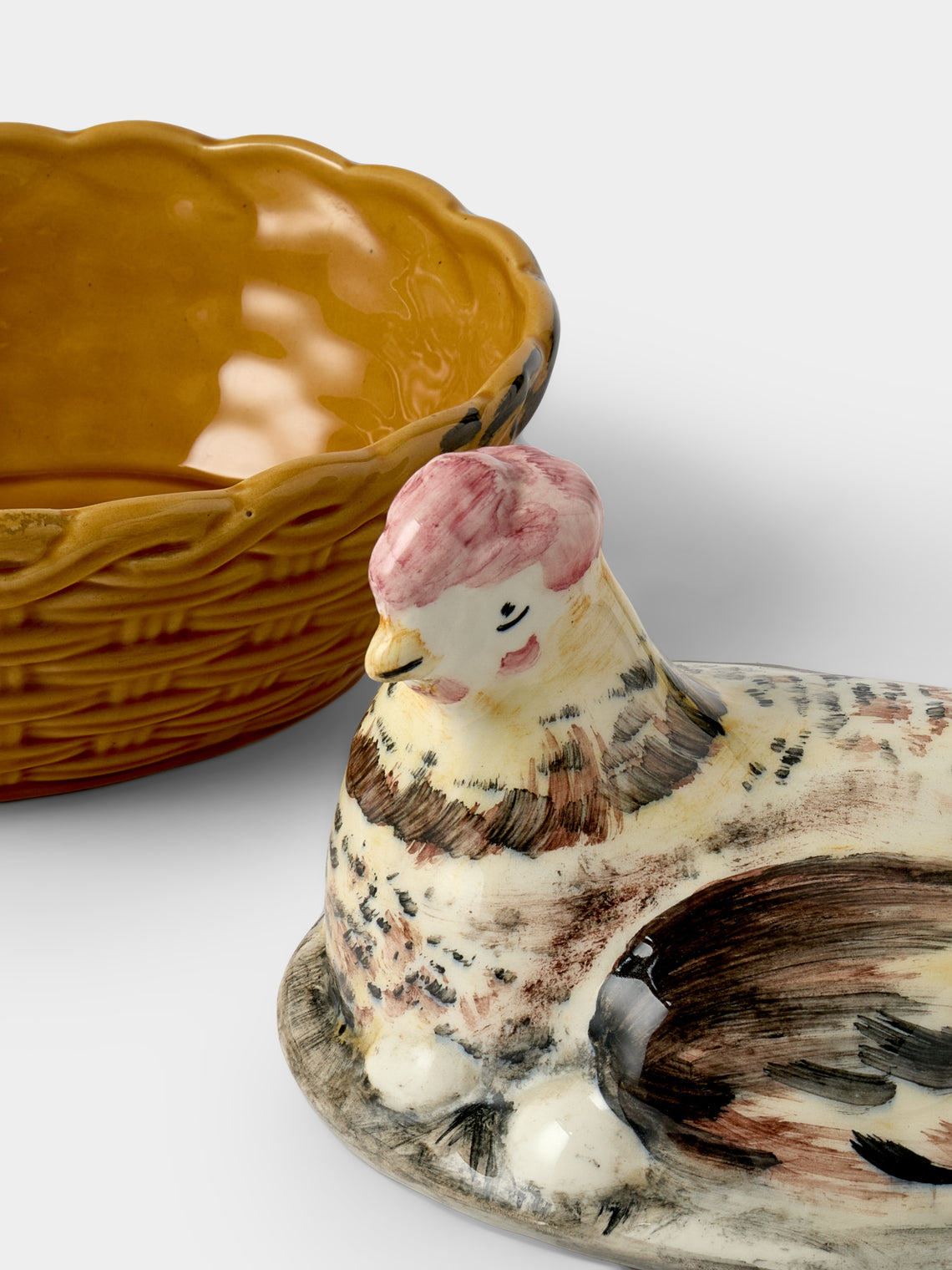 Antique and Vintage - 1940s Ceramic Chicken Dish - Multiple - ABASK