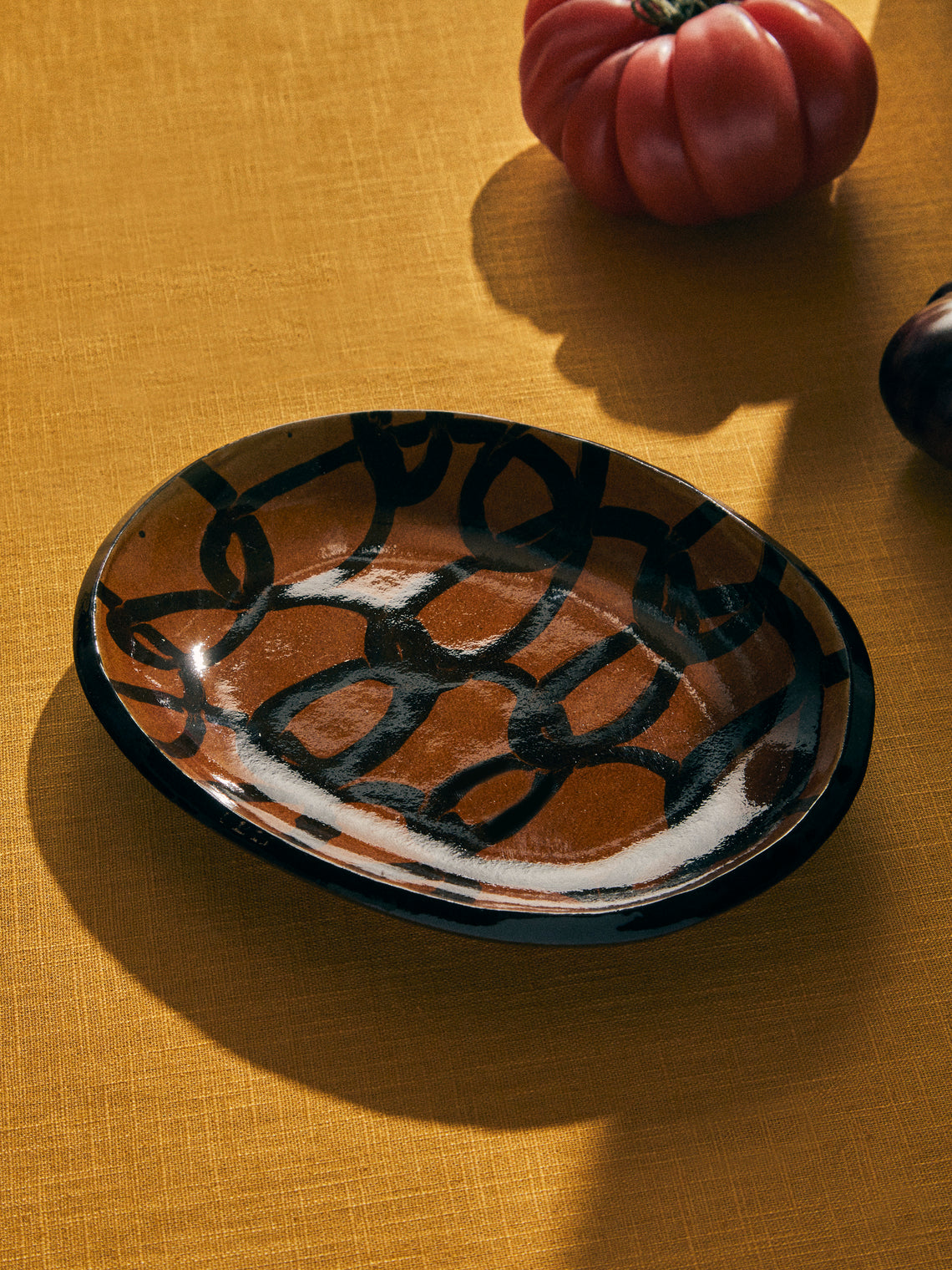 Aono Pottery - Slipware Oval Dish - Brown - ABASK
