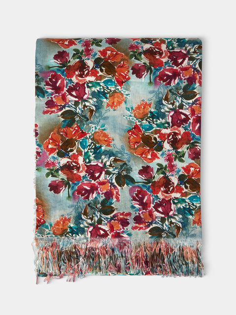 The House of Lyria - Peonies Linen Rectangular Tablecloth (138in/3.5m) - Pink - ABASK - 