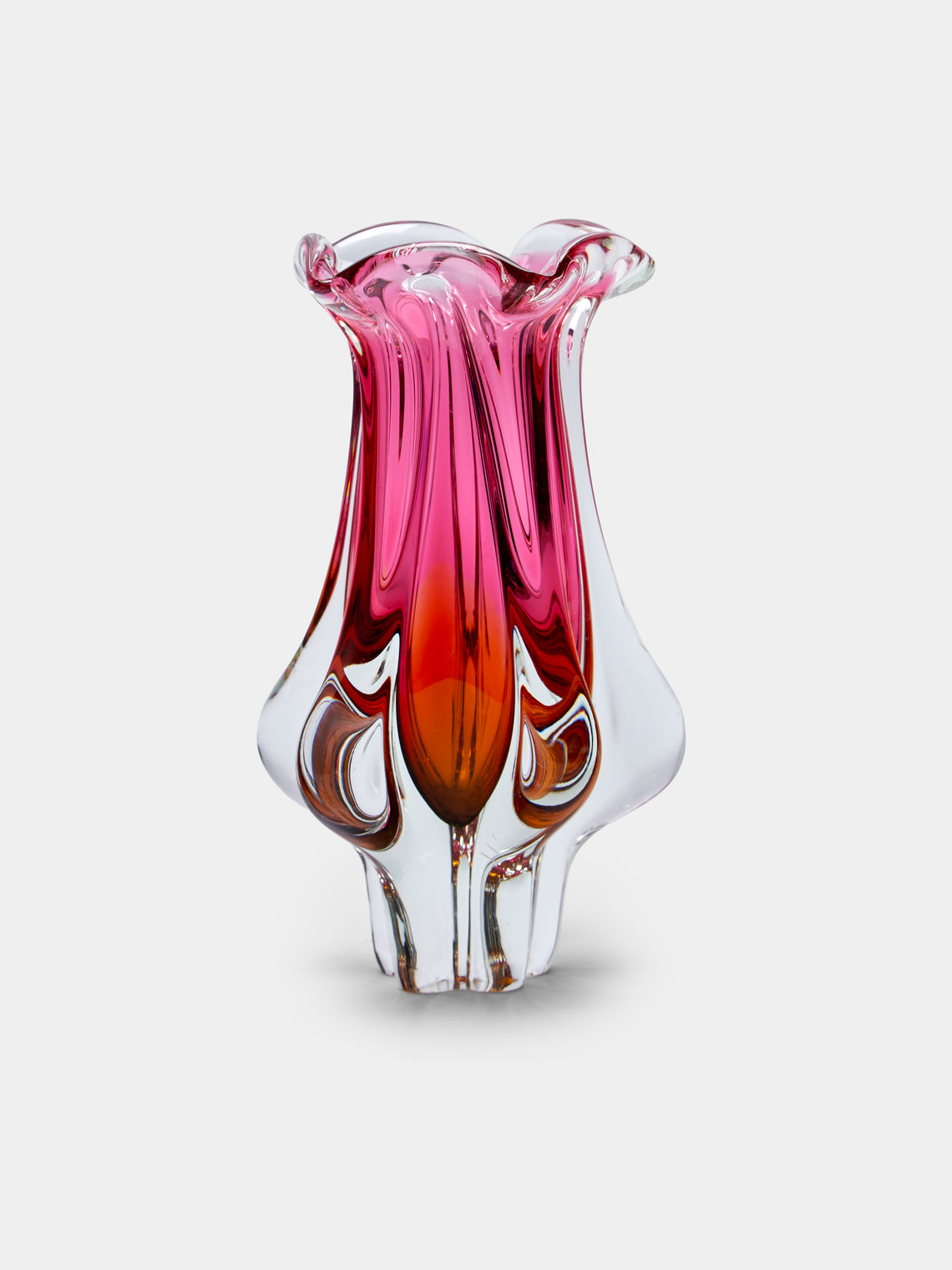 Antique and Vintage - Mid-Century Glass Vase - Pink - ABASK - 
