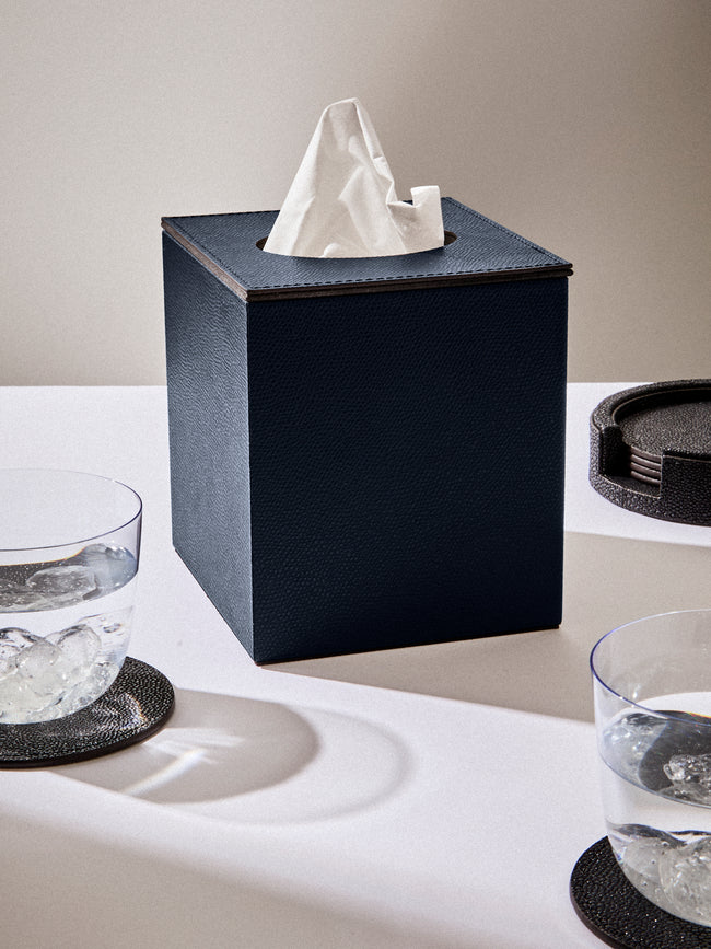 Pinetti - Leather Magnetic Tissue Box - Navy - ABASK