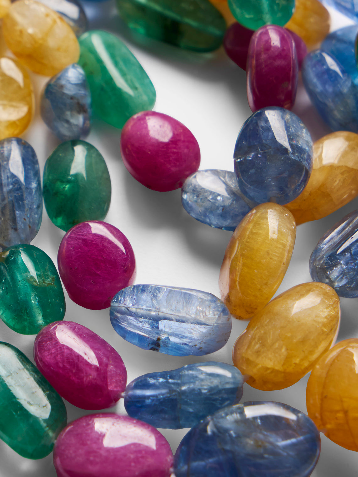 Mahnaz Collection - Vintage Emerald, Ruby and Sapphire Multi-Strand Beaded Necklace - Multiple - ABASK