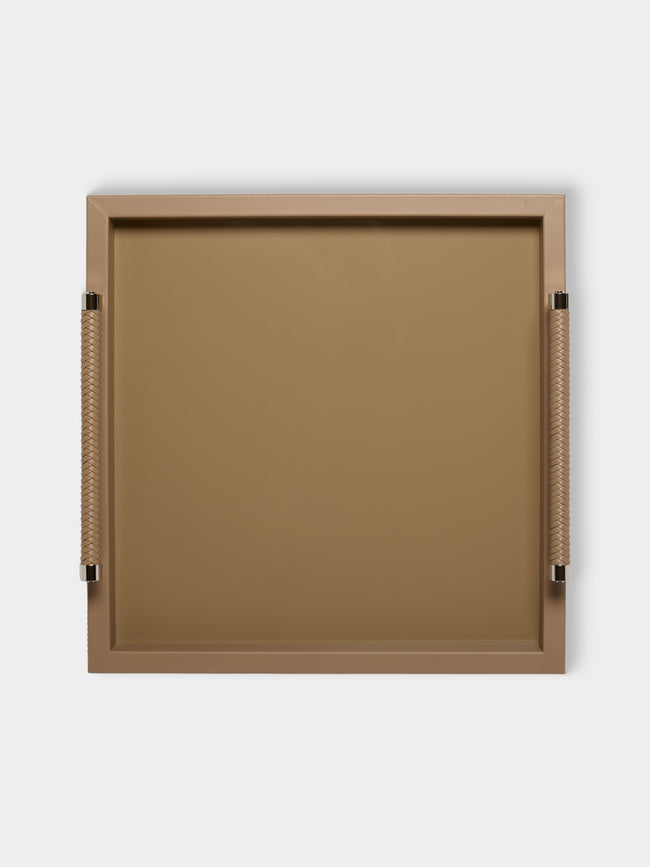 Riviere - Diana Lacquered Wood Tray (18in/46cm) - Taupe - ABASK - 