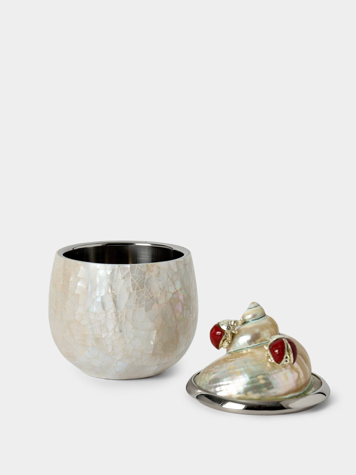 Objet Luxe - Ladybirds Bees Mother-of-Pearl and Silver-Plated Jam Pot - Ivory - ABASK