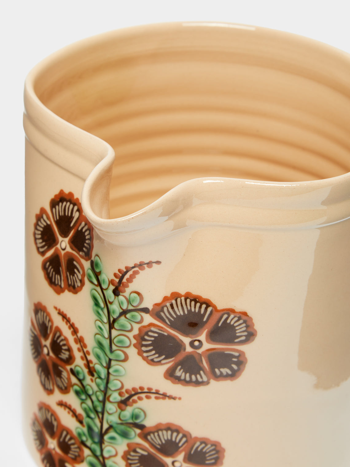 Poterie d’Évires - Flowers Hand-Painted Ceramic Straight-Edge Jug -  - ABASK