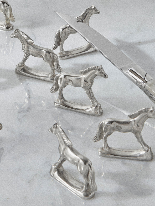 Antique and Vintage - Mid Century Silver Plated Horse Knife Rest (Set of 12) - Silver - ABASK