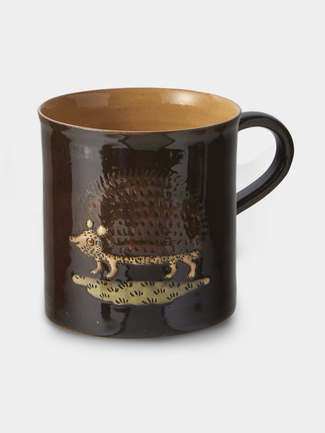 Poterie d’Évires - Animals Hand-Painted Ceramic Mugs (Set of 4) - Dark Brown - ABASK