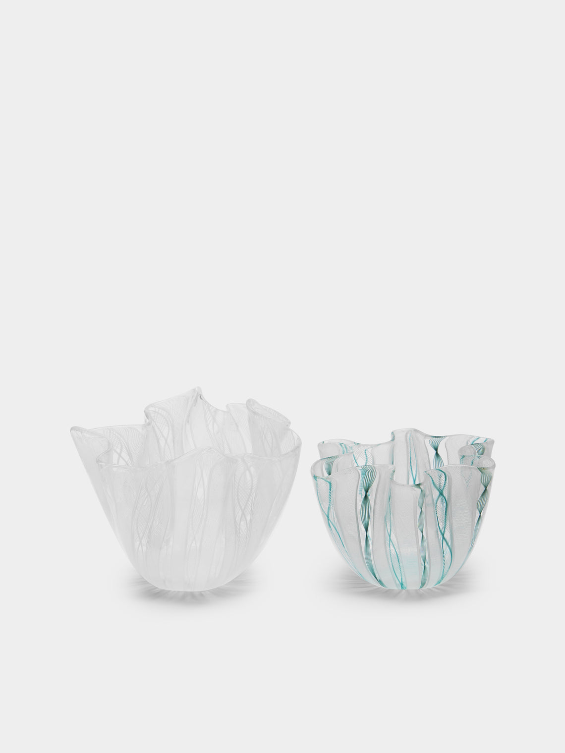 Antique and Vintage - 1950s Venini Fazzoletto Hand-Blown Murano Glass Vases (Set of 2) -  - ABASK - 
