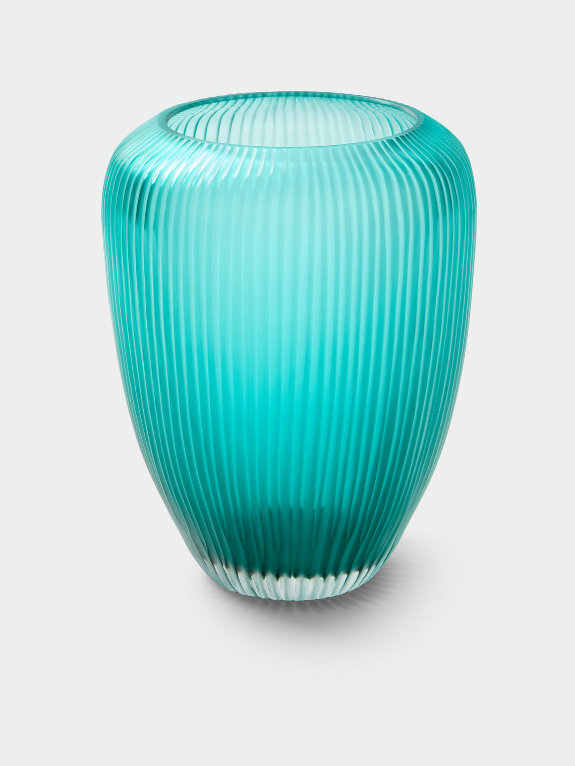 Micheluzzi Glass - Goccia Acqua Righe Hand-Blown Murano Glass Vase (9in/23cm) - Blue - ABASK - 